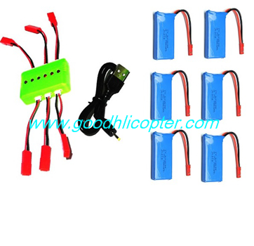 JJRC Wltoys V686 V686G V686K V686J V686L V686M DV686 DV686G quadcopter parts 1 To 6 charger set + 6pcs 3.7v 780mah battery